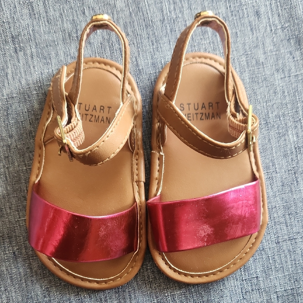 Stuart Weitzman Baby Infant Nudist Raspberry Gold Sandals Size‎ 3